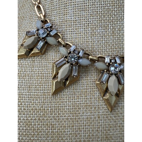 J. Crew Statement Gold-Tone Necklace With Cream Stones & Crystal Accents - Picture 6 of 7